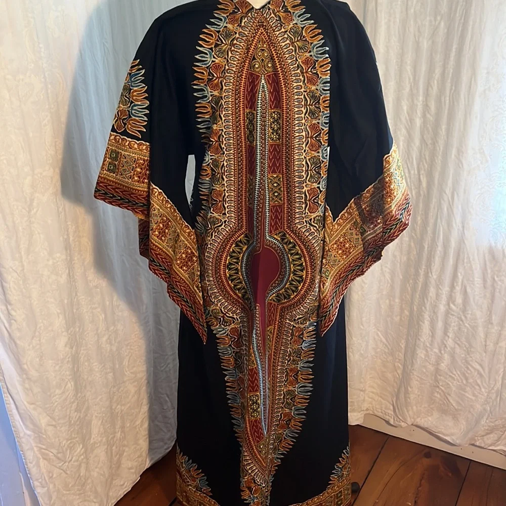 vintage 80s angel sleeve Hatari caftan dashiki - Picture 4 of 6